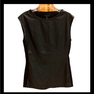 BCBG Maxazria Black Vegan Leather Sleeveless Top Size XS